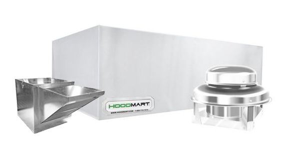 HOODMART TYPE 2 Heat and Fume Hood SYSTEM W/ MAKE-UP AIR 7' x 48" EXSS007BTYPE2-MUA-PKG SHOP HOODS, COMMERCIAL HOOD PACKAGES, Type 2 & Condensate Hoods, Heat Removal, Heat Removal Hood System W/Short Cycle Make-Up Air