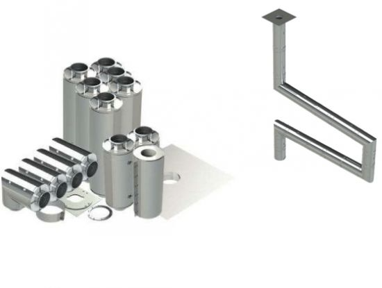 10" - Double Wall Kit, Zero Clearance, Grease Duct, Four 90's, 50' Straight, Including No Weld Hood and Fan Connections DWNAKS-ZC-KIT03 Double Wall Kit - Straight w 4 - 90's