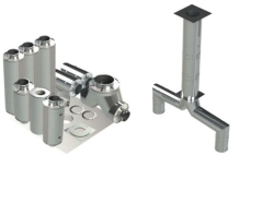 20"- Double Wall Kit, Zero Clearance, Two 14" Connections, Grease Duct, 10' Straight, Including No Weld Hood and Fan Connections
