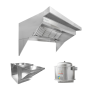 HoodMart Low Ceiling Sloped Front Restaurant Hood System w/PSP Makeup Air 6’ x 48” EXH006LB-PSP SHOP HOODS, COMMERCIAL HOOD PACKAGES, Makeup-Air Hood Packages, Low Ceiling Sloped Front PSP, Untempered Air