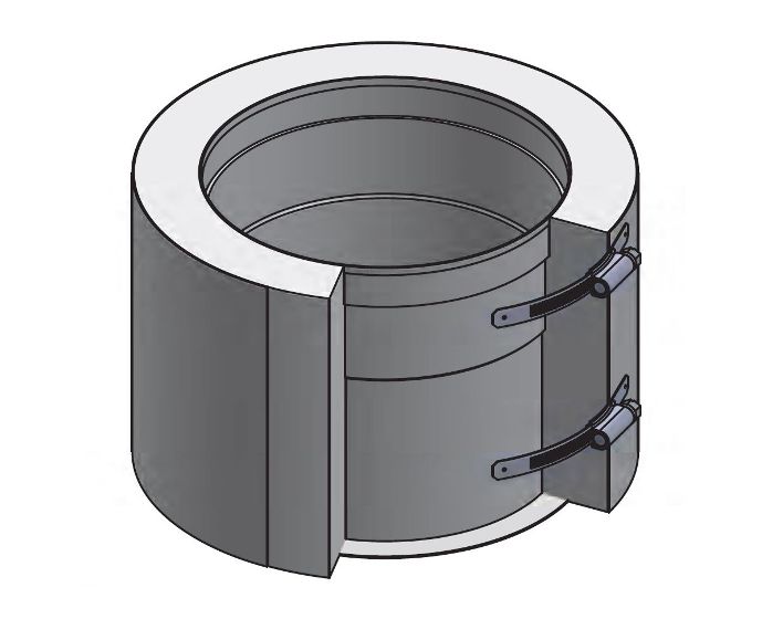 14" Diameter, Double Wall Reduced Clearance Grease Duct, Flange Collar Adapter - Start DWCK14-FCS-RC SHOP HOODS, DUCTWORK, Double Wall Reduced Clearance Grease Duct Accessories, Double Wall 14” Diameter