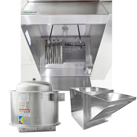 HoodMart Restaurant Hood System w/(BRP) Back Return Plenum Makeup-Air 17'x48" 2017BRP SHOP HOODS, COMMERCIAL HOOD PACKAGES, Makeup-Air Hood Packages, Back Return Plenum (BRP)