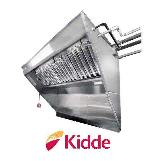 Hoodmart Stainless Steel Integrated Exhaust Low Box Concession Hood System w/Kidde Fire Suppression - 8' x 40" LBOX-AV8C-KF SHOP HOODS, COMMERCIAL HOOD PACKAGES, Food Truck Hood Packages, All-in-One Exhaust Hood and Fan System w/ Fire Suppression, New LBOX-AV Integrated Food Truck/ Concession Pkg w/ Kidde Fire Suppression