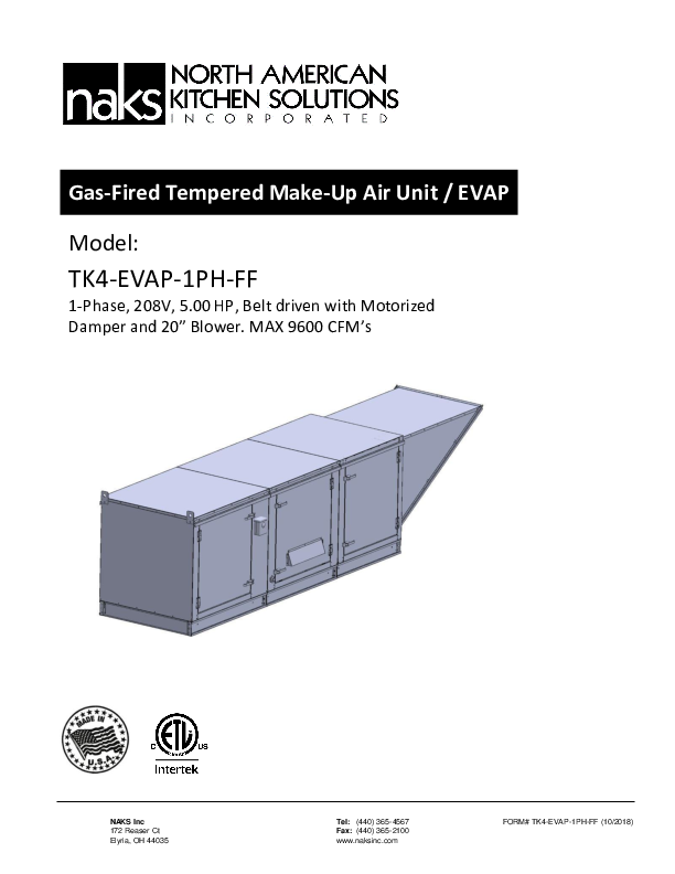  TK4 EVAP 208V 5HP 1Phs 