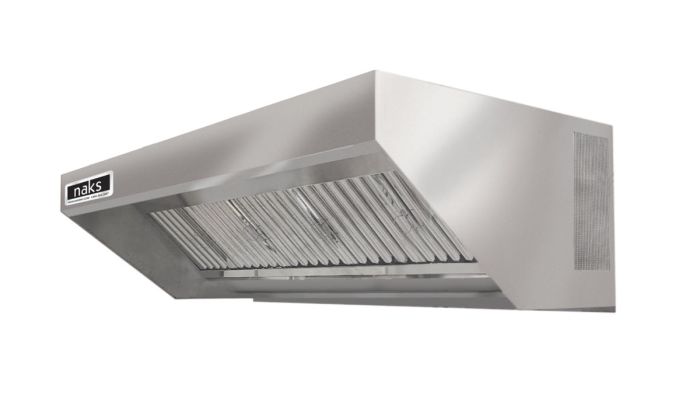 Hoodmart Sistema Integrado de Campana y Ventilador con Extracción y Aire de Reposición de Acero Inoxidable - Concesión de Caja Baja con Rejilla de Extracción Simple - Patente Pendiente - 10' x 40" LBMUA-AV10C COMPRAR, CAMPANAS COMERCIALES, Paquetes de Campana de Camiones de Comida, All-in-One Makeup Air Exhaust Hood and Fan system