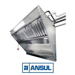 Hoodmart Sistema de Campana de Concesión de Caja Baja de Acero Inoxidable con Extracción Integrada y Supresión de Incendios Ansul - 9' x 40"
