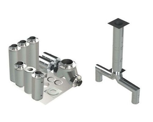 22"- Kit de Doble Pared, Espacio Reducido, Dos 16" Conexiones, Ducto de Grasa, 10' Recto, Incluyendo Conexiones de Campana y Ventilador Sin Soldadura DWNAKS-RC-KIT19 COMPRAR, DUCTOS, Double Wall Reduced Clearance Grease Duct Kits, DOUBLE WALL KIT - STRAIGHT W PANT LEG