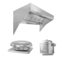 Hoodmart Paquete de Campana de Dosel de Pared de Frente Inclinado para Techo Bajo con Aire de Reposición Eco 5’ X 48” 2005L-DB COMPRAR, CAMPANAS COMERCIALES, Paquetes de campanas de aire de suminstro, Low Ceiling Sloped Front Short Cycle IPS
