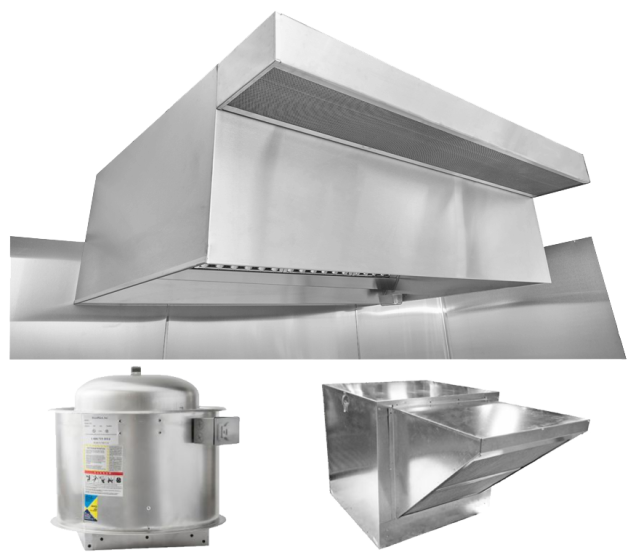 19' X 48" hoodmart SISTEMAS DE CAMPANA DE RESTAURANTE GRC con Aire de Reposición PSP EXH019PSP-GRC COMPRAR, CAMPANAS COMERCIALES, PSP Hoods, Paquetes de campanas de aire de suminstro, UNTEMPERED AIR, Pleno de suministros perforados PSP