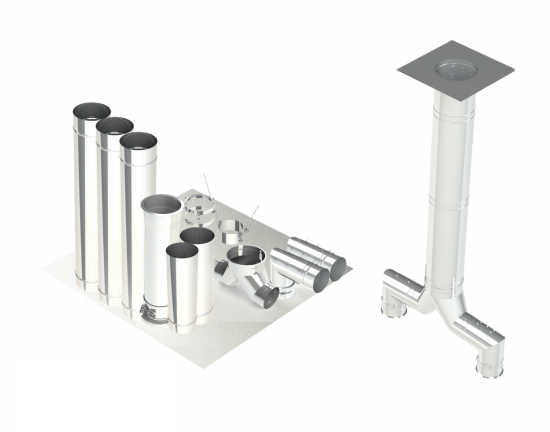 20"- Kit de Pared Simple, Dos 14" Conexiones, Ducto de Grasa, 10' Recto, Incluyendo Conexiones de Campana y Ventilador Sin Soldadura SWNAKS-KIT16 COMPRAR, DUCTOS, Kits de conducto de grasa de pared simple, Kit de pared simple - recto con pierna de pantalón