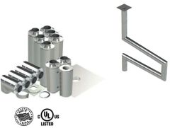 14" - Kit de Doble Pared, Espacio Cero, Ducto de Grasa, Cuatro Codos de 90°, 50' Recto, Incluyendo Conexiones de Campana y Ventilador Sin Soldadura