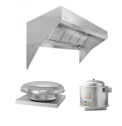 Hoodmart Paquete de Campana de Dosel de Pared de Frente Inclinado para Techo Bajo con Aire de Reposición Eco 7’ X 48”