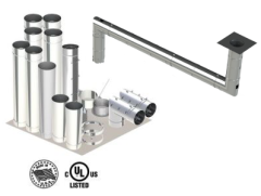 14" - Kit de Pared Simple, Ducto de Grasa, Dos Codos de 90°, 30' Recto, Incluyendo Conexiones de Campana y Ventilador Sin Soldadura