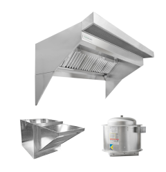 HoodMart Low Ceiling Sloped Front Sistema de Campana de Restaurante conPSP Aire de Reposición 12’ x 48”