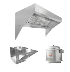 HoodMart Paquete de Campana de Dosel de Pared de Frente Inclinado para Techo Bajo con Aire de Reposición 7’ x 48”